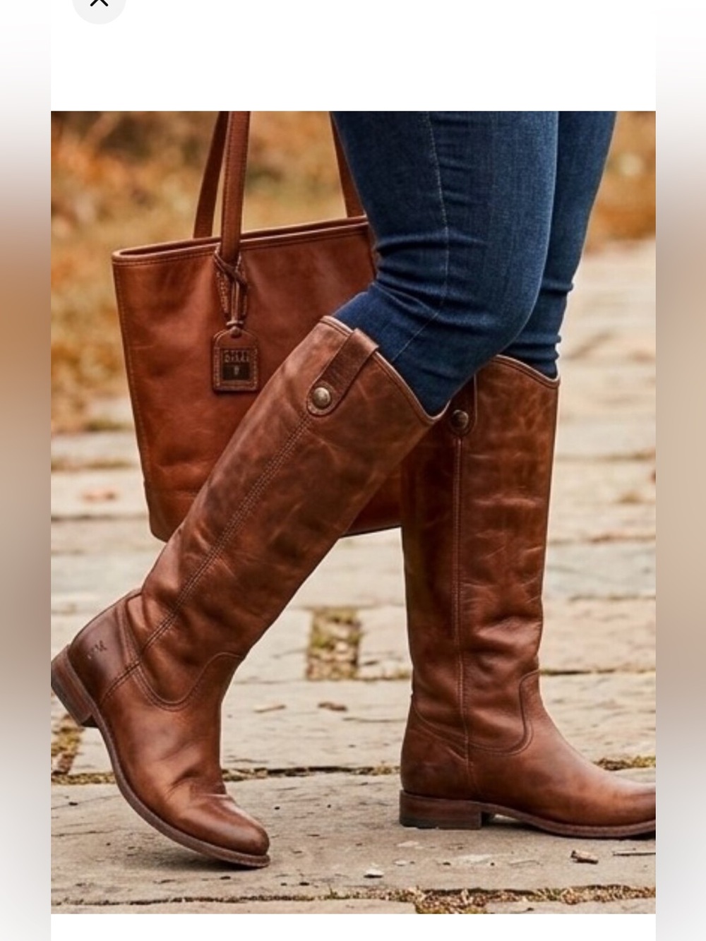 Frye Melissa Button 2 leather riding boots in a cognac/redwood shade, 8.5 NWOT